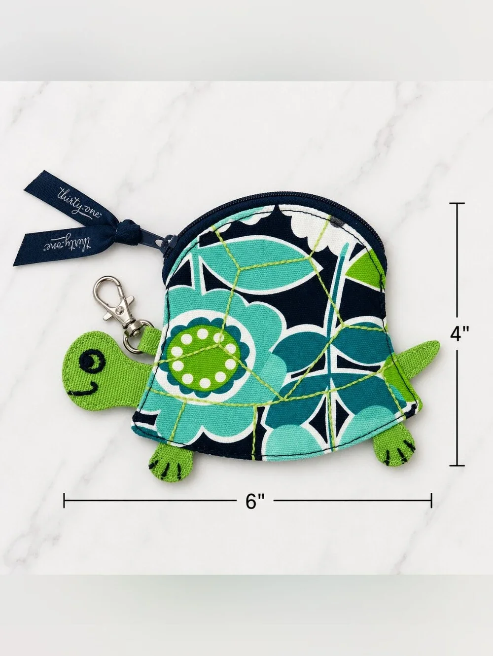 Thirty-One Sea Turtle Coin Purse Keychain